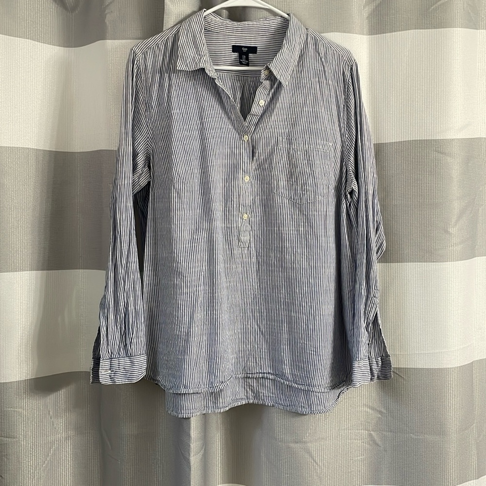 100% Cotton Gap Blue stripe blouse Large